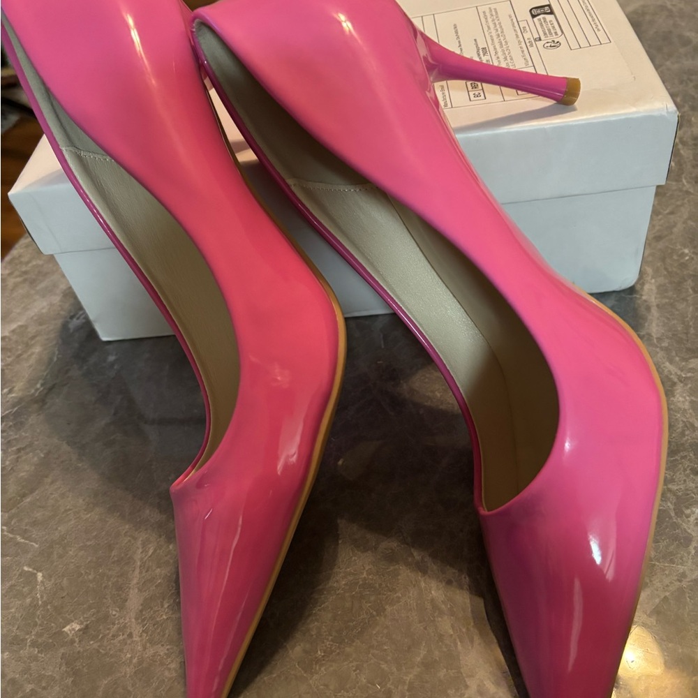 Pink Patent Pointed-Toe Stiletto Pumps - Picture 3 of 3
